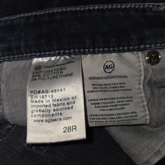 Ag Adriano Goldschmied The Prima Cigarette Skinny Dark Blue Denim Jeans Size 28 - Picture 7 of 7
